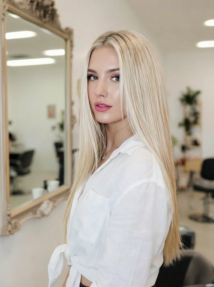 Vanilla Blonde Long Layers for Heart-Shaped Faces