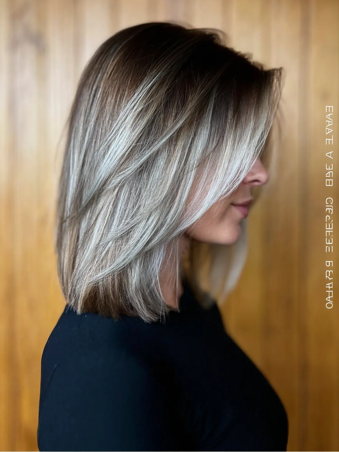 Ash Bronde Balayage Lob with Side-Swept Bangs
