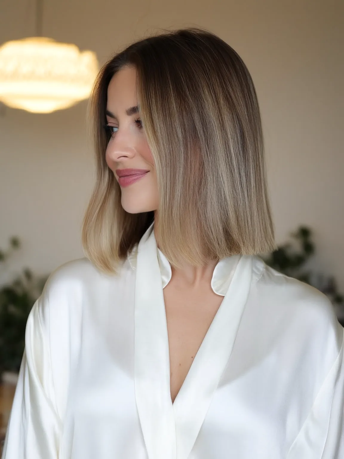 Ash Bronde Shoulder-Length Straight Lob