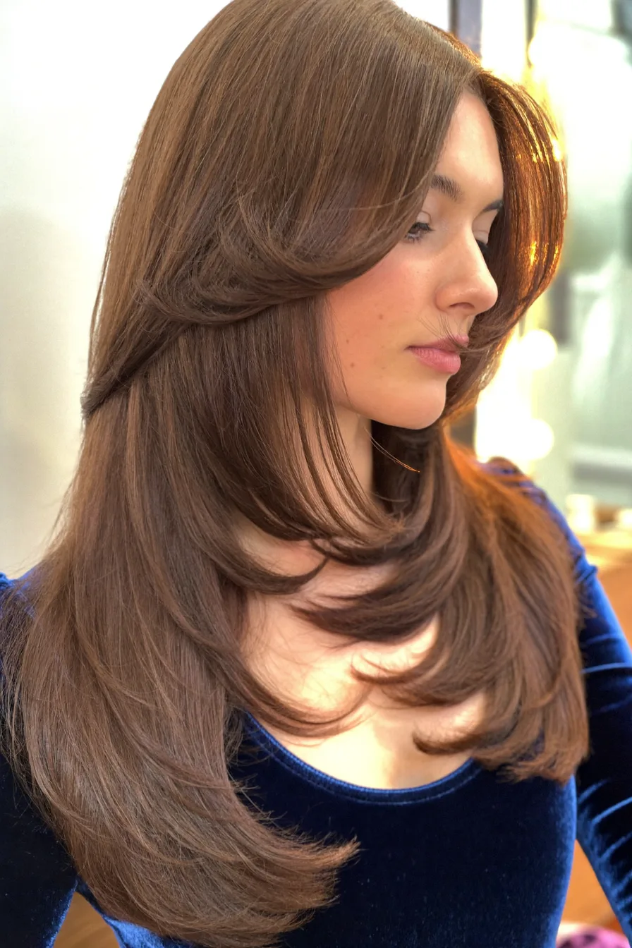 Sleek Face-Framing Straight Long Layered Haircut With Volume