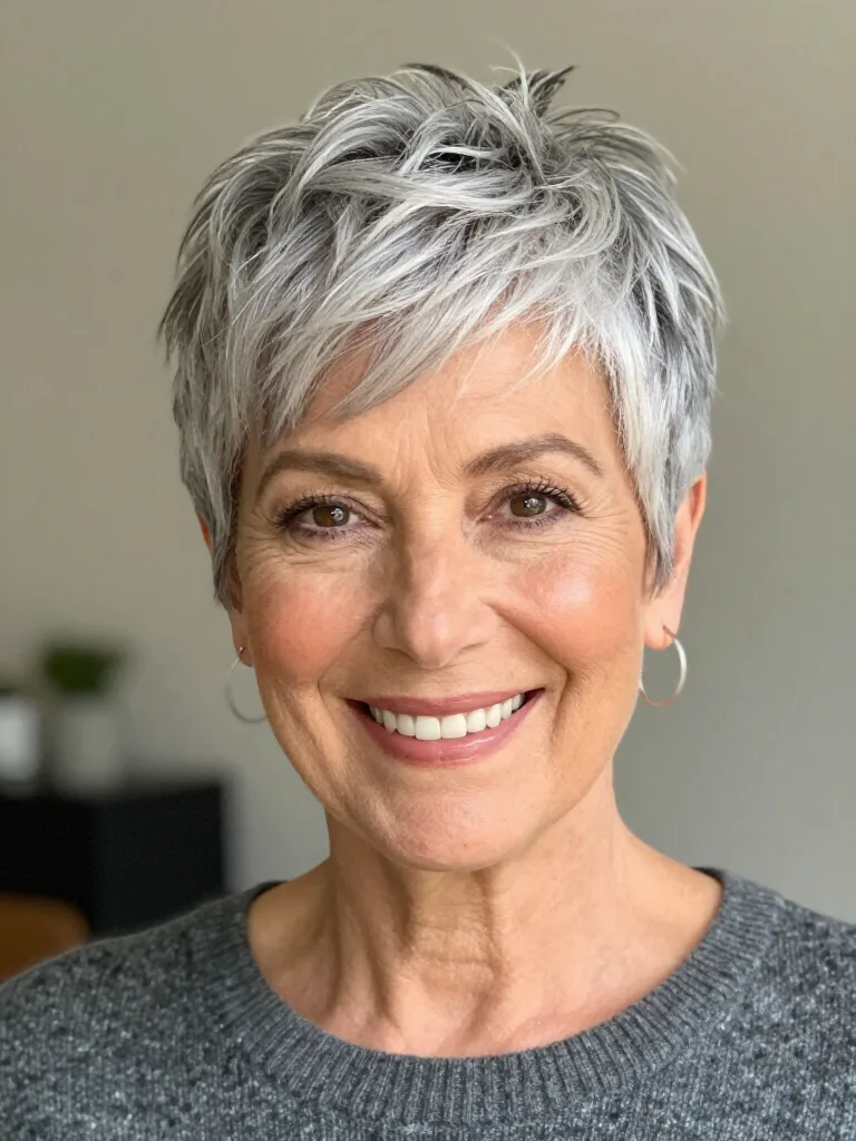 Silver Frost Straight Pixie with Side Bangs