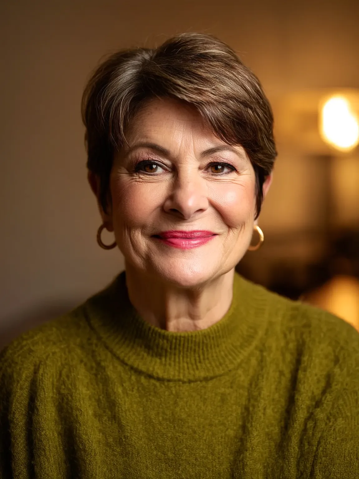 Chic Pixie with Side-Swept Bangs in Chocolate Brown
