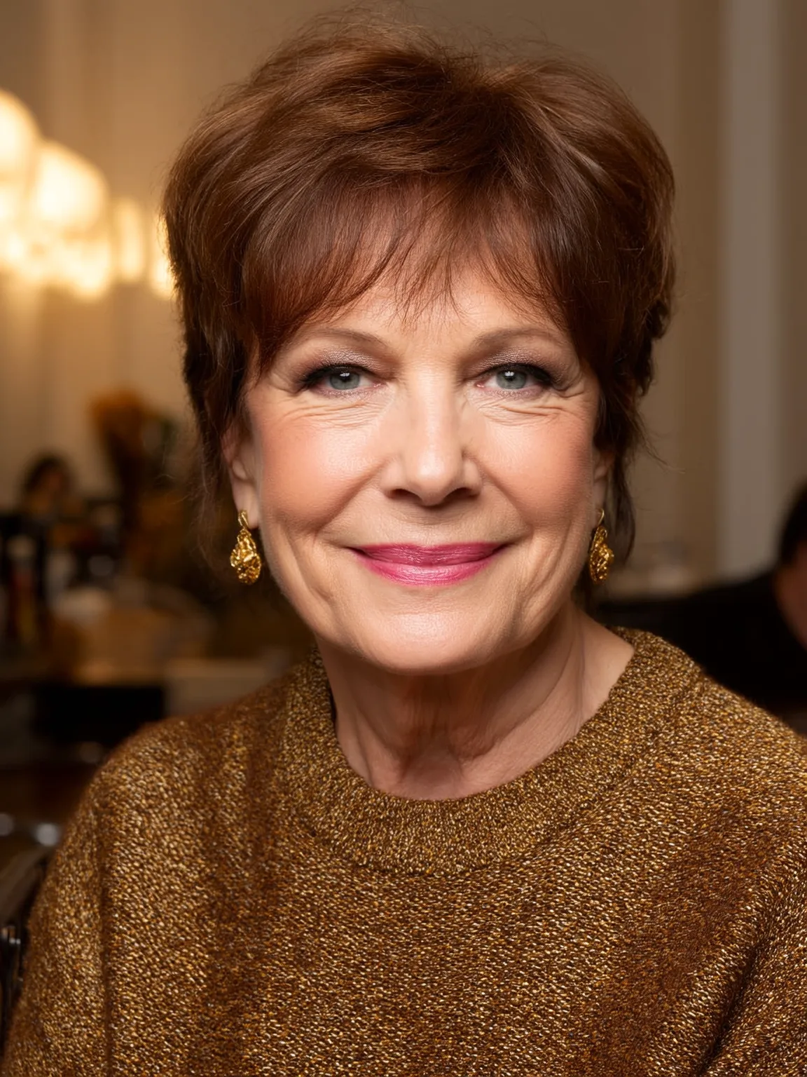 Auburn Brown Pixie with Side-Swept Bangs