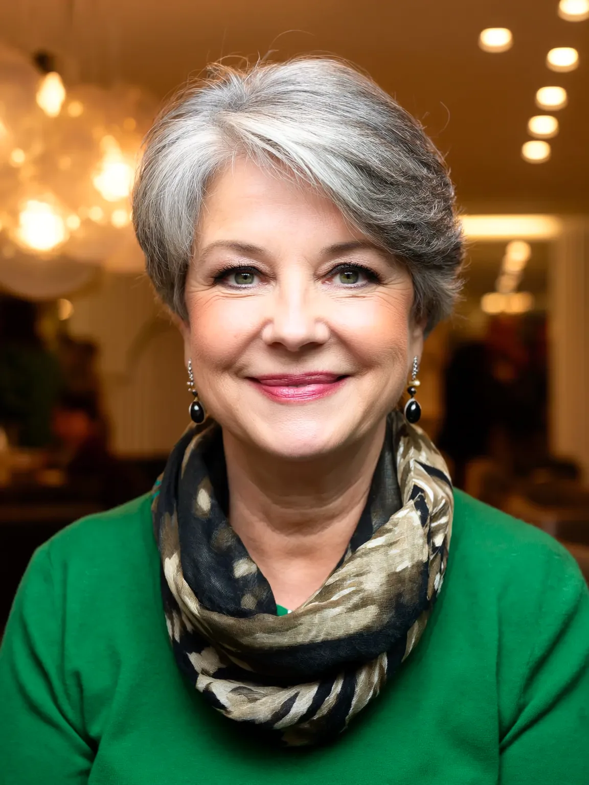 Sleek Silver Frost Pixie with Side-Swept Bangs