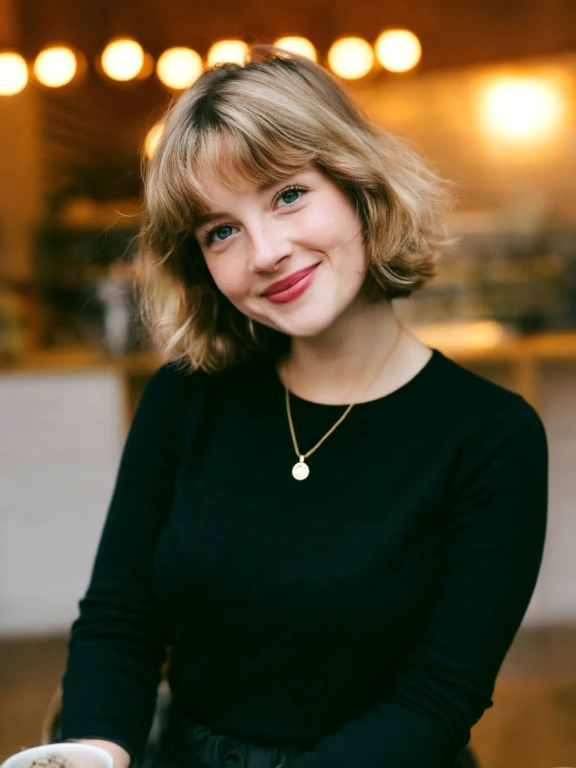 Chin-Length Textured Bob with Sandy Blonde Waves