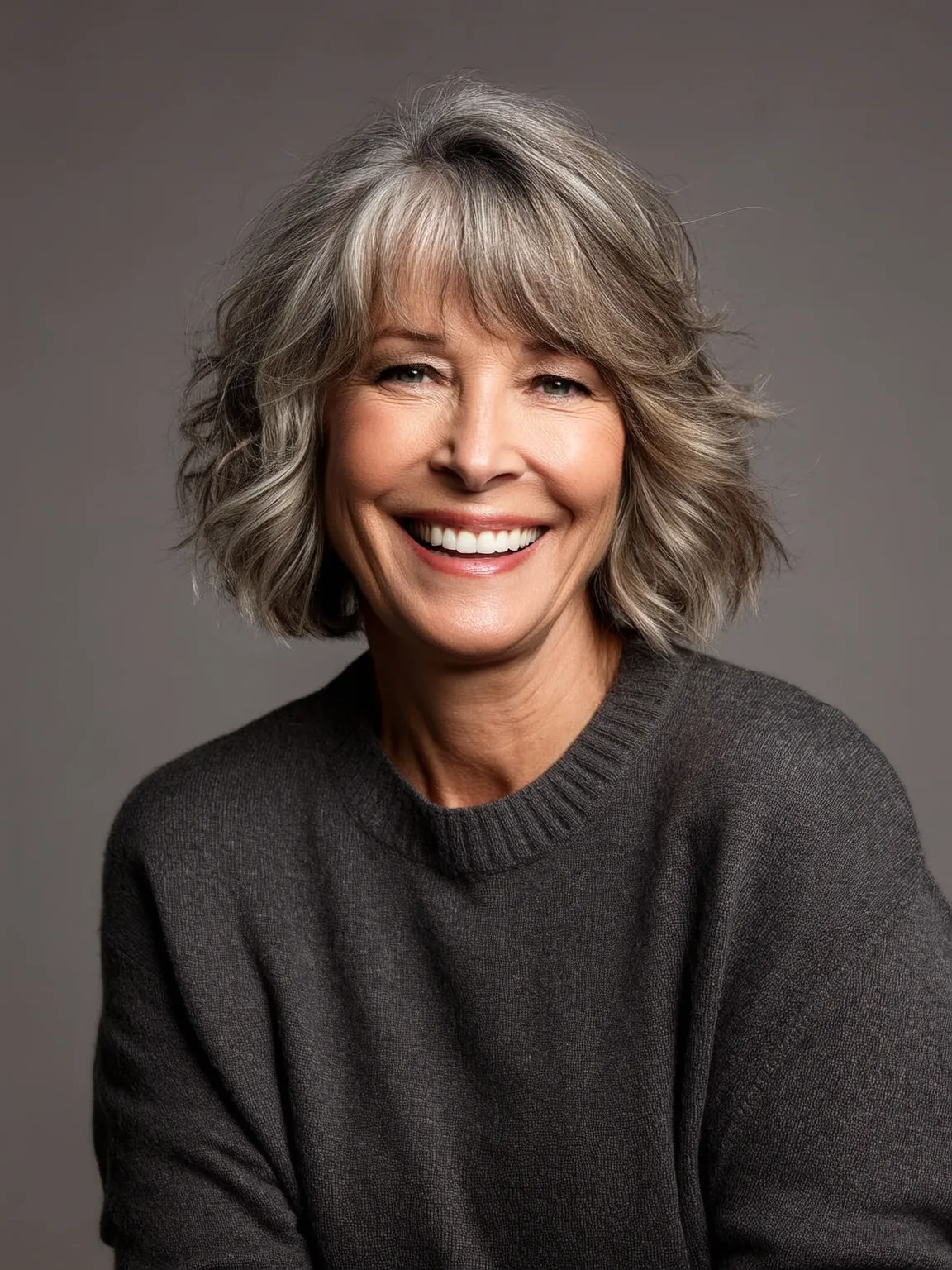 Chin-Length Bob with Silver Frosted Waves