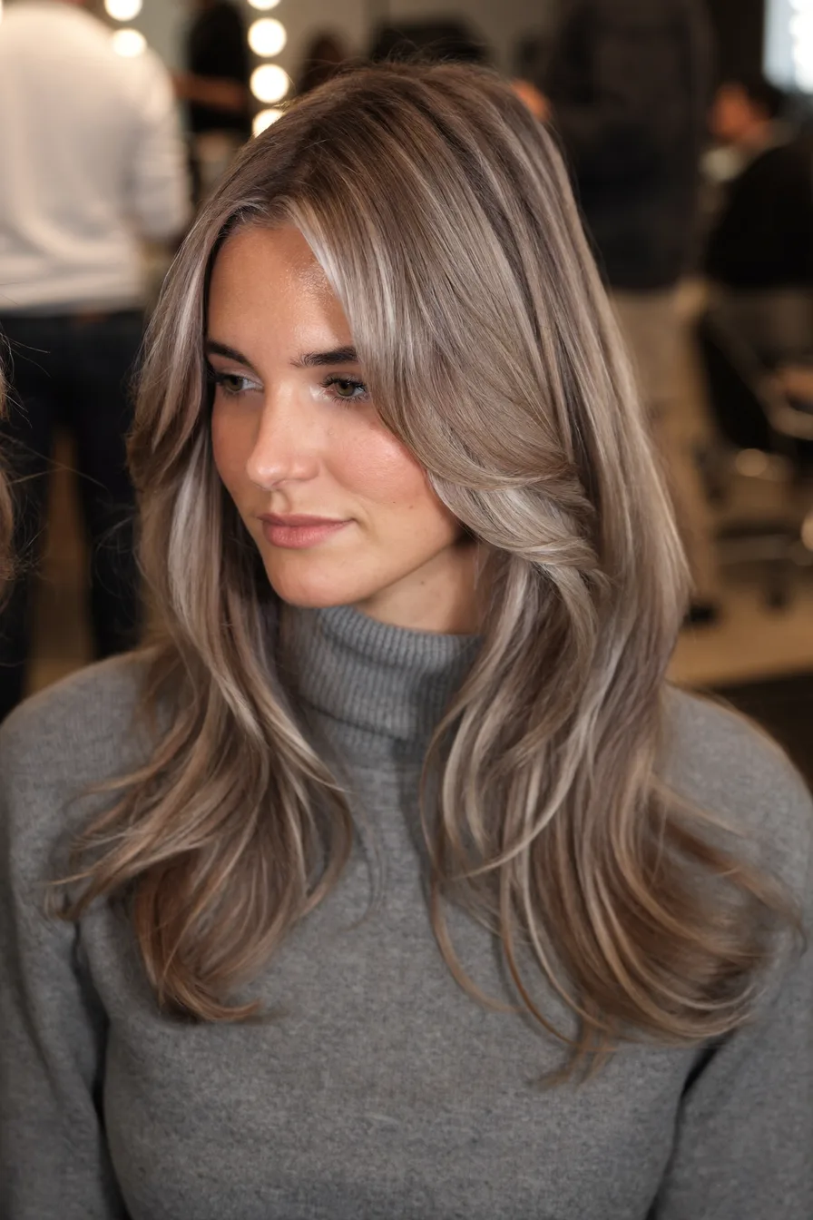 Face-Framing Layers for Shoulder-Length Ash Blonde Hair