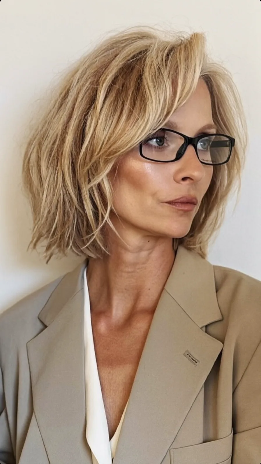 Modern Tousled Layered Lob with Soft Side-Swept Bangs