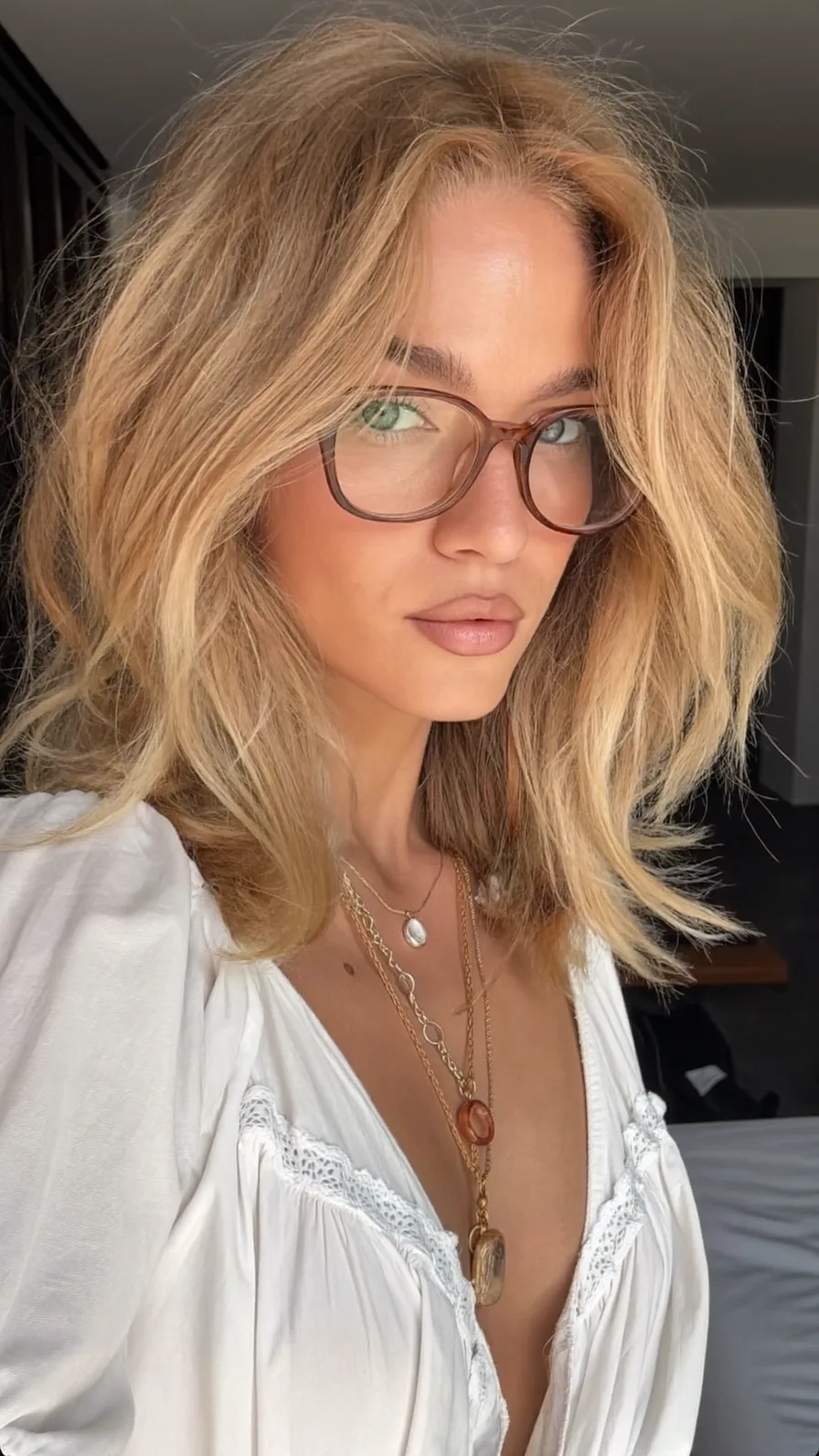 Modern Tousled Layered Lob with Curtain Bangs for Volume