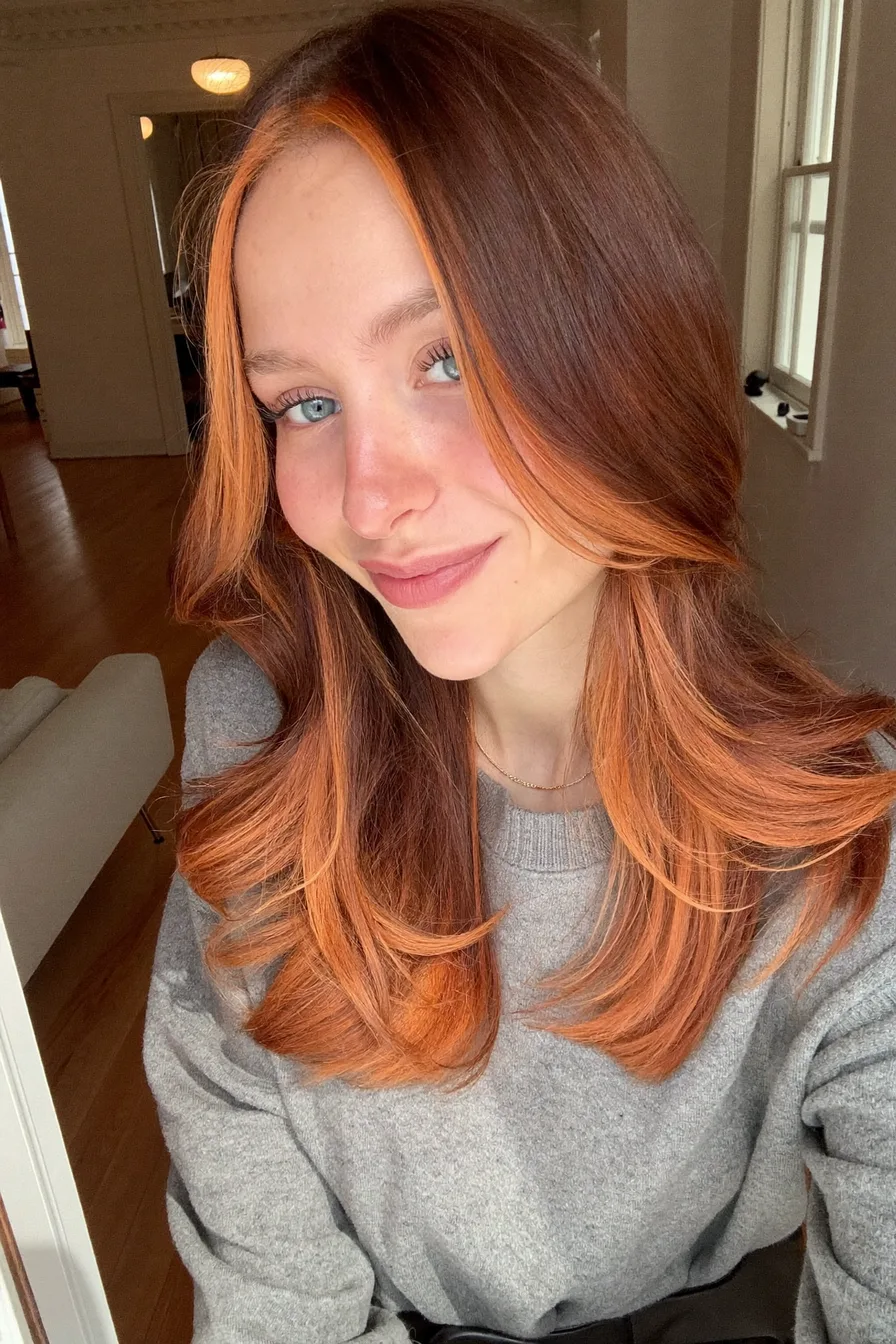 Straight Long Layered Haircut with Statement Curtain Bangs