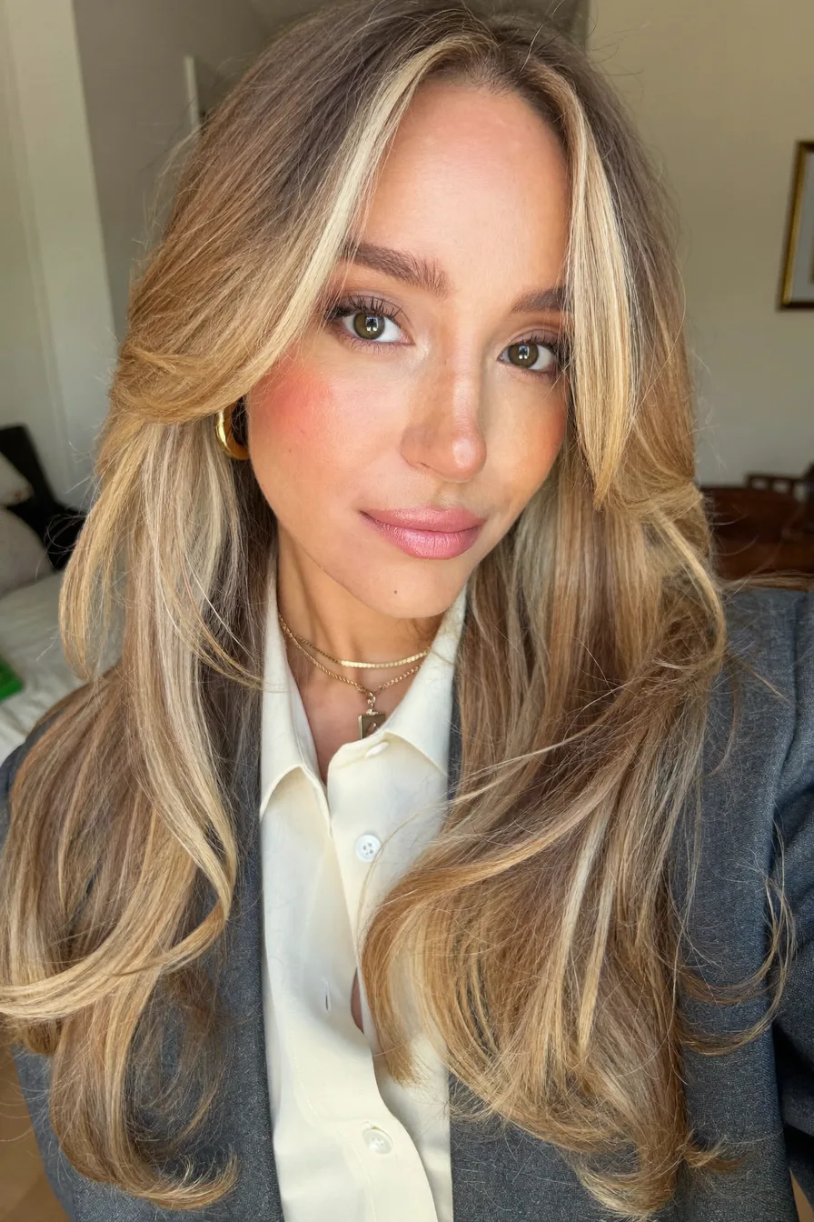 Chic Straight Long Layered Haircut with Soft Curtain Bangs