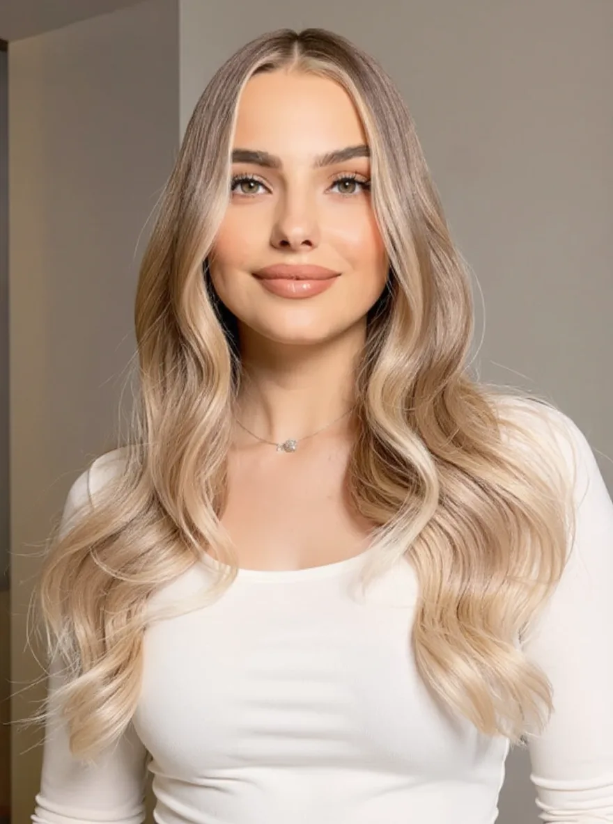 vanilla blonde with soft highlights layers