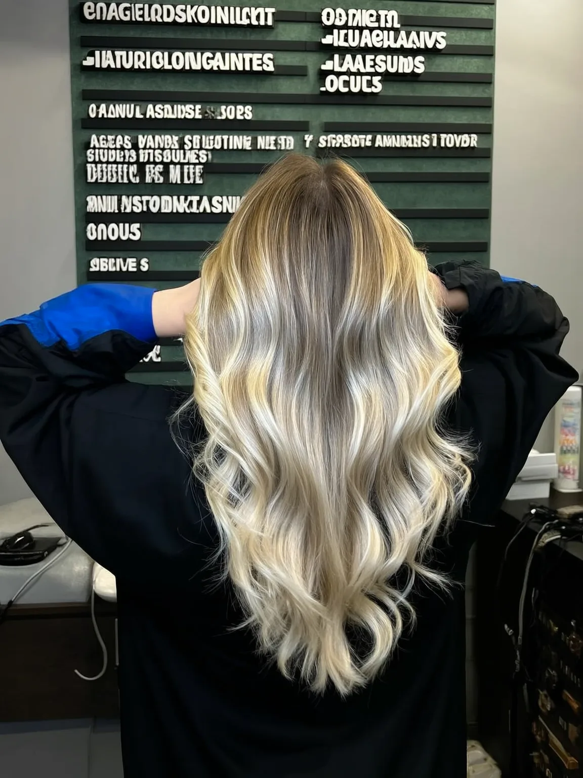 cool vanilla blonde with shadow root layers
