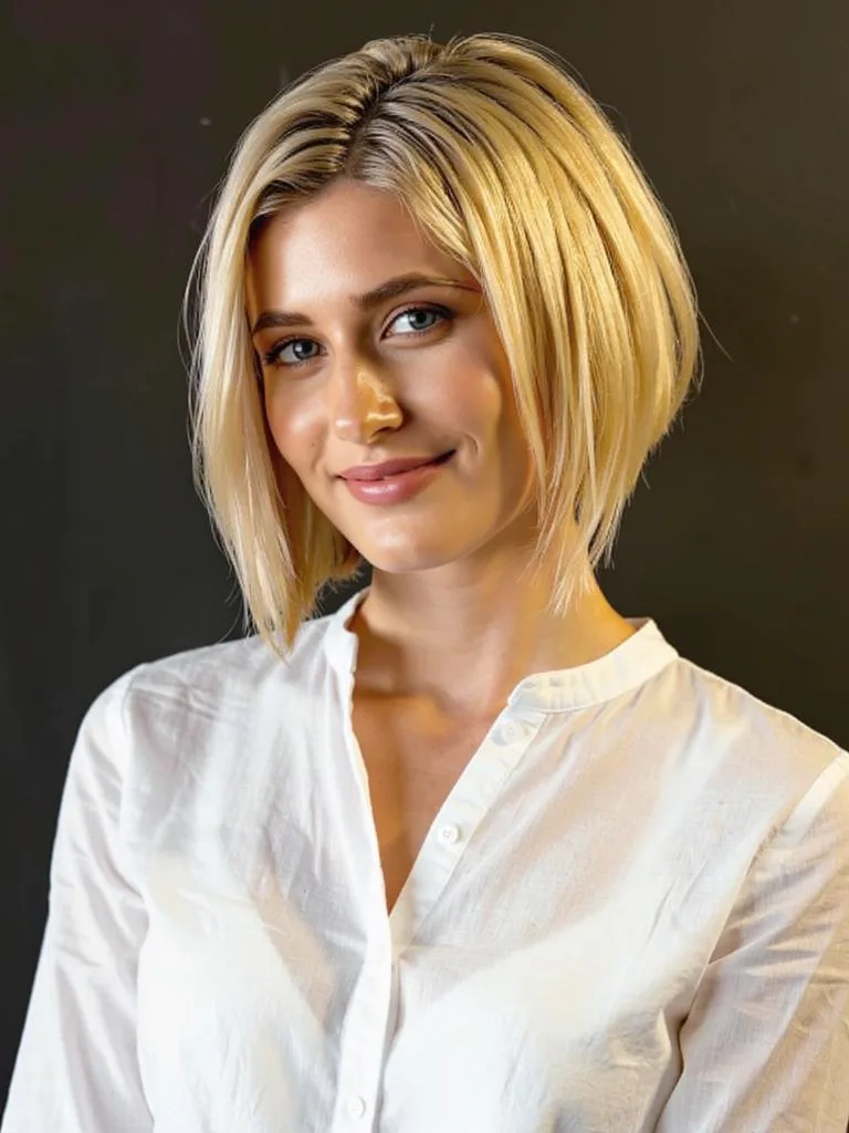 Chin-Length Butter Vanilla Blonde Straight Bob