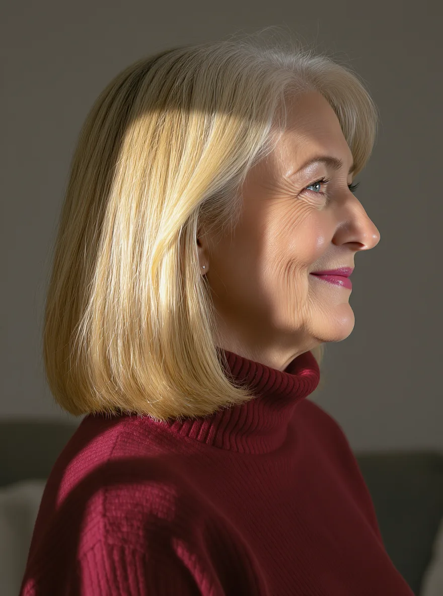 Mid-Length Vanilla Blonde Straight Bob