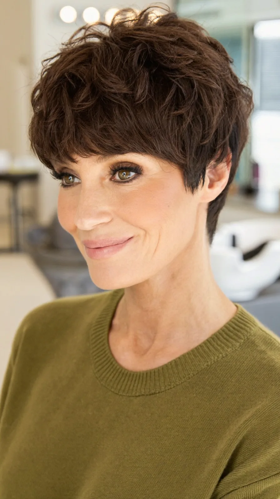 Textured High-Volume Pixie Cut with Wispy Side-Swept Bangs