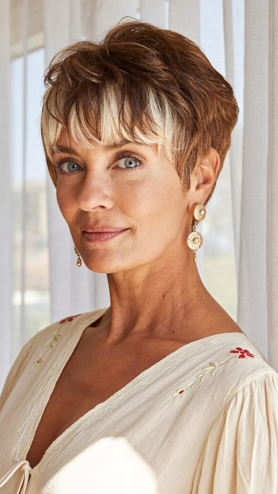 Voluminous Pixie with Wispy Money-Piece Front Highlights