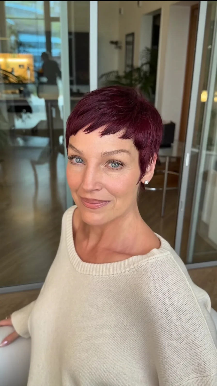 Modern Textured Short Pixie Cut with Micro Bangs