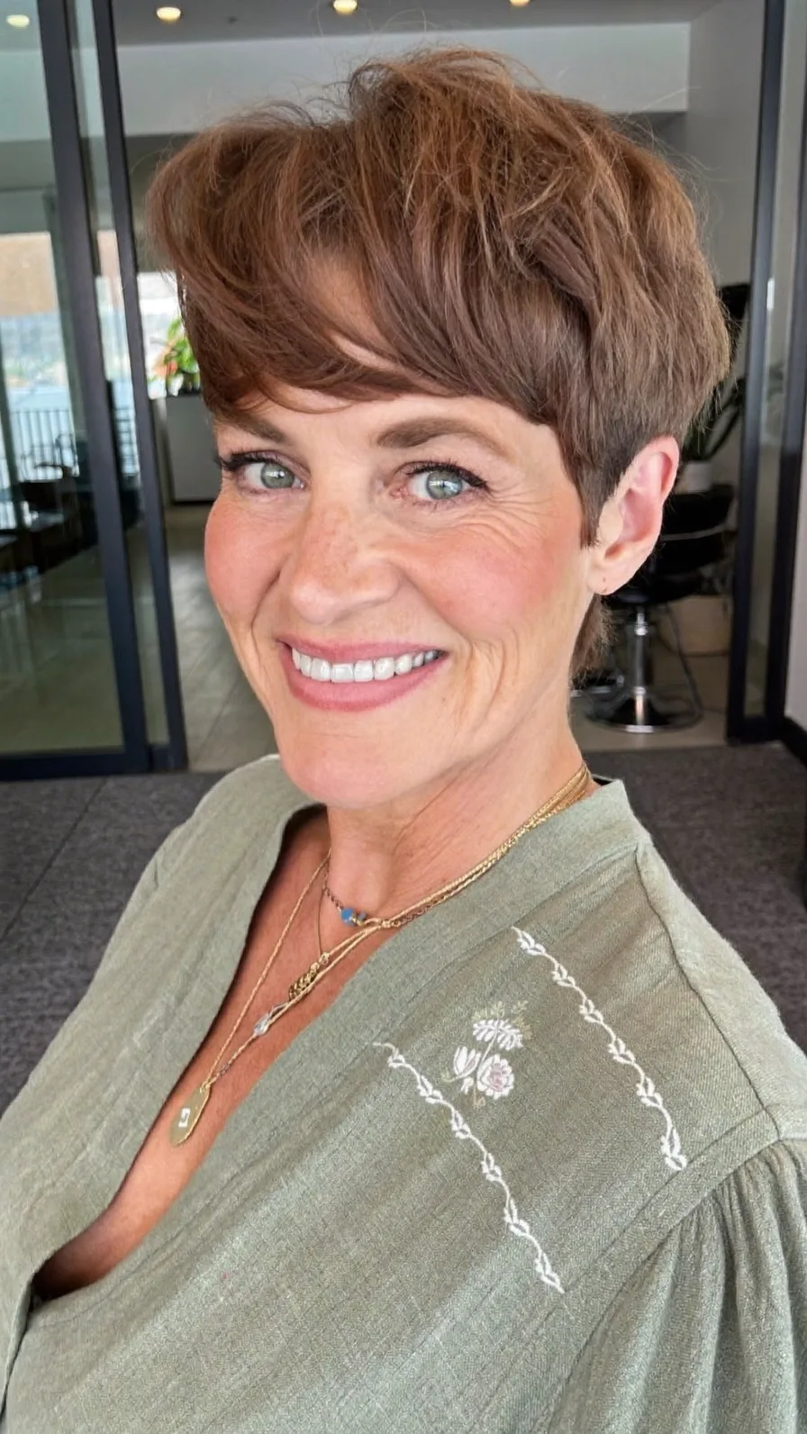 Soft Textured Pixie Cut with Side-Swept Bangs