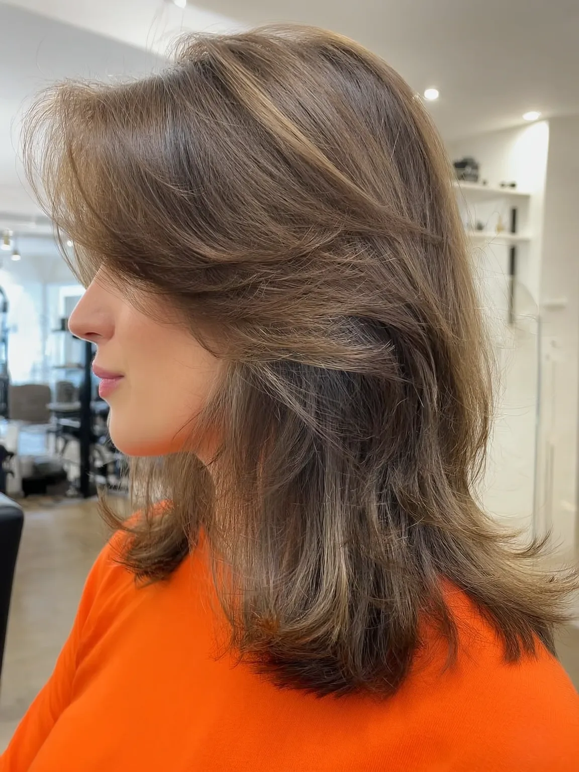 Medium Layered Cut with Ash Brown Highlights