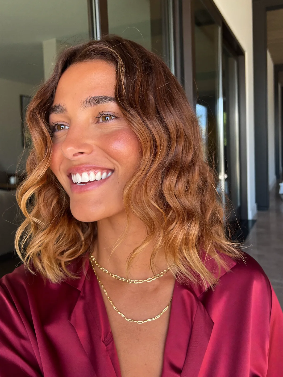 Sun-Kissed Balayage Textured Bob with Beachy Waves Finish