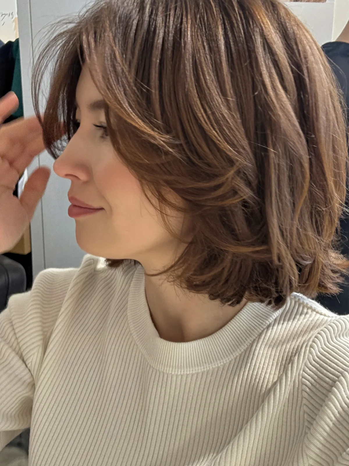 Chestnut Brown Textured Bob with Soft Face-Framing Layers