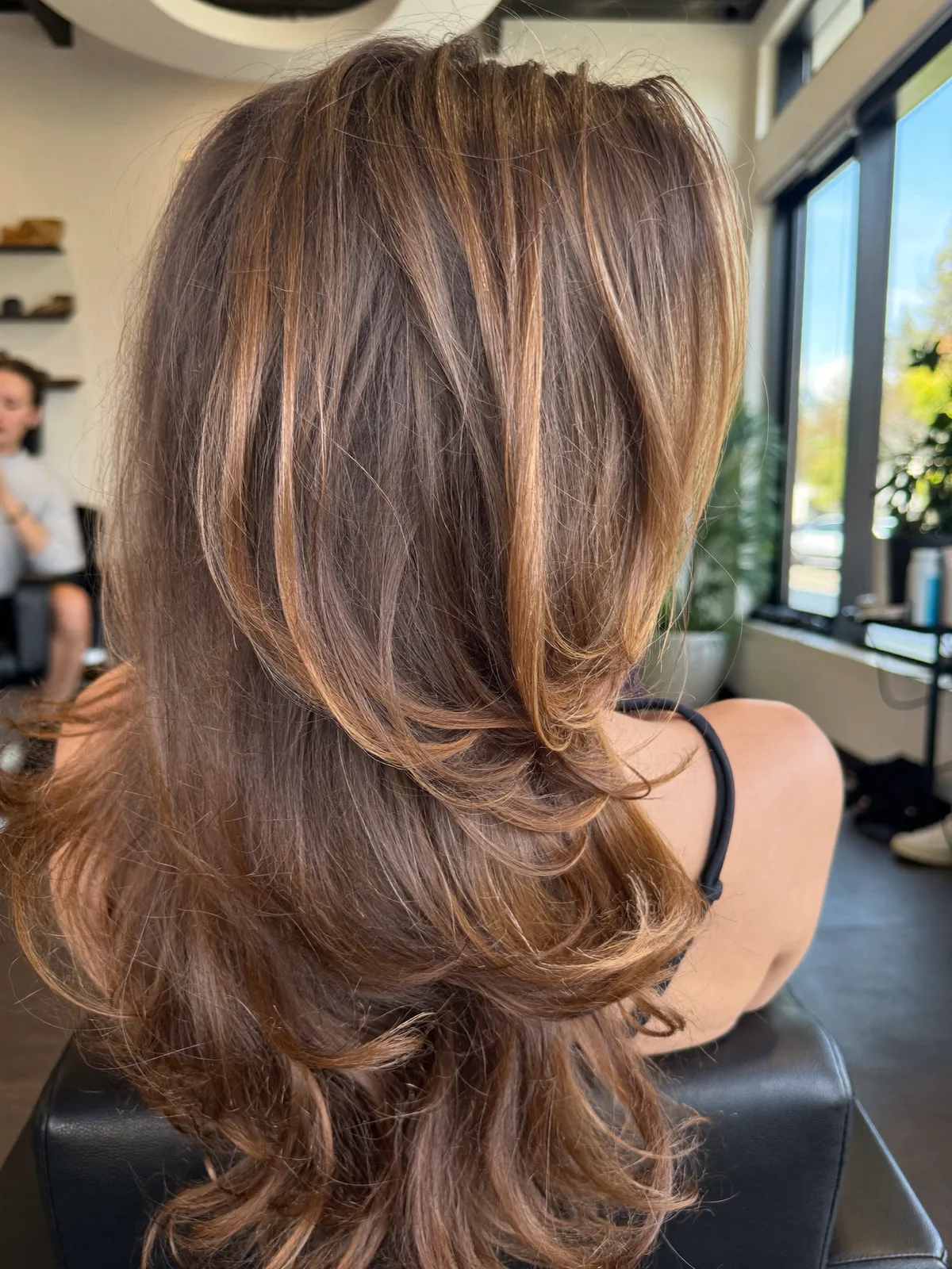 Long Layered Cut with Dimensional Warm Caramel Brown Highlights