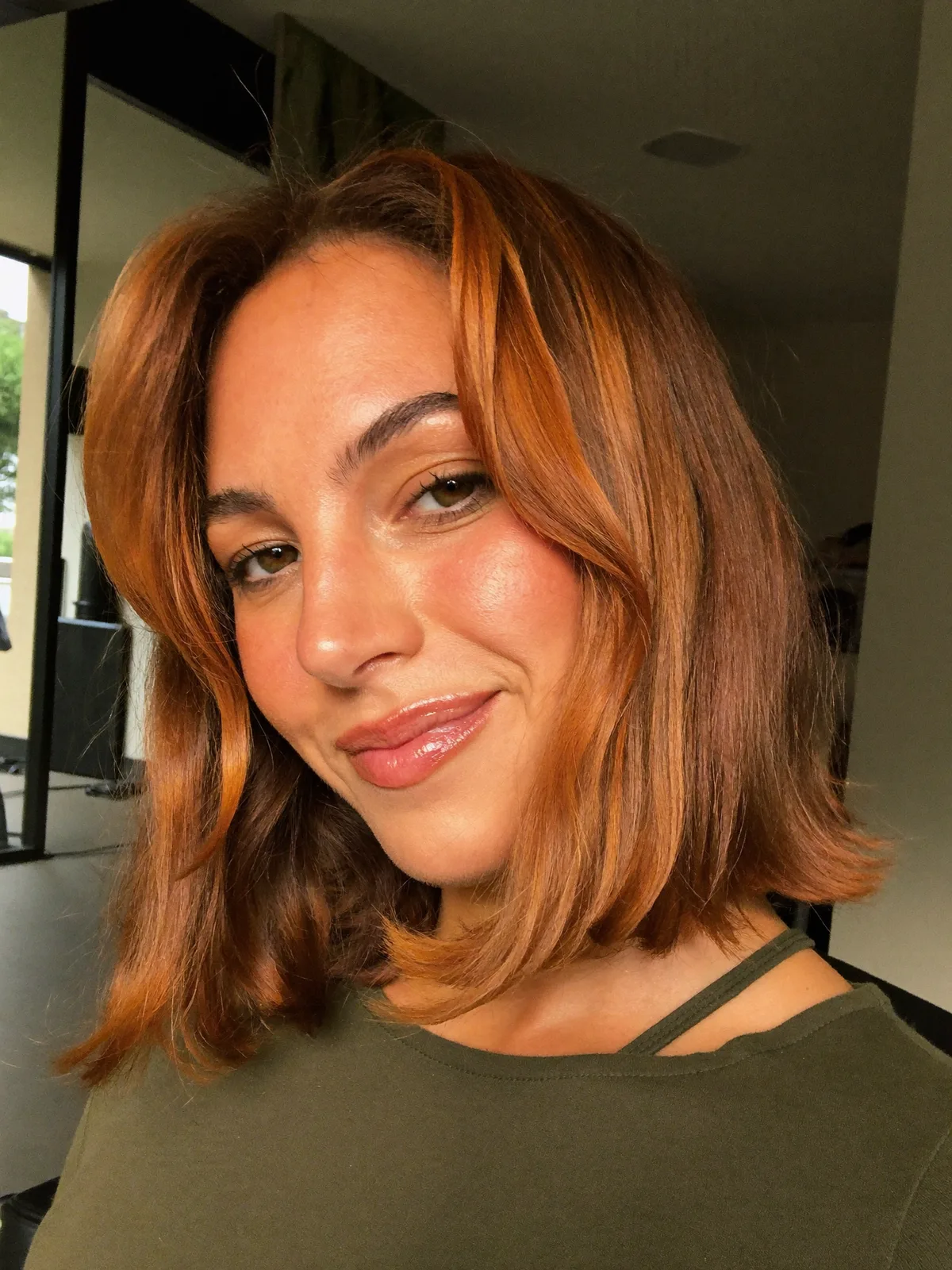 Dimensional Warm Caramel Brown Bob With Soft Face-Framing Layers