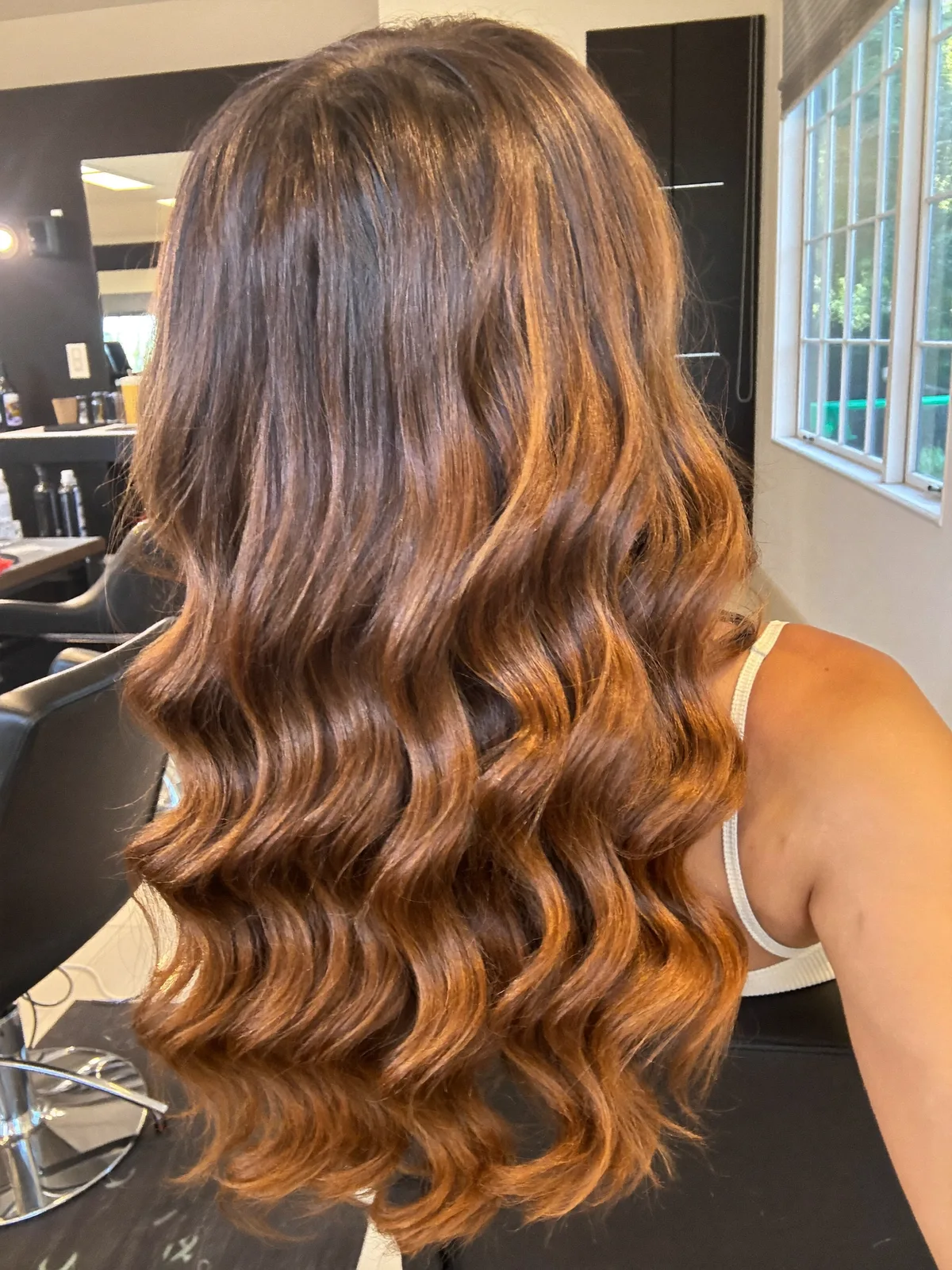Radiant Warm Caramel Brown Loose Waves for Long Hair