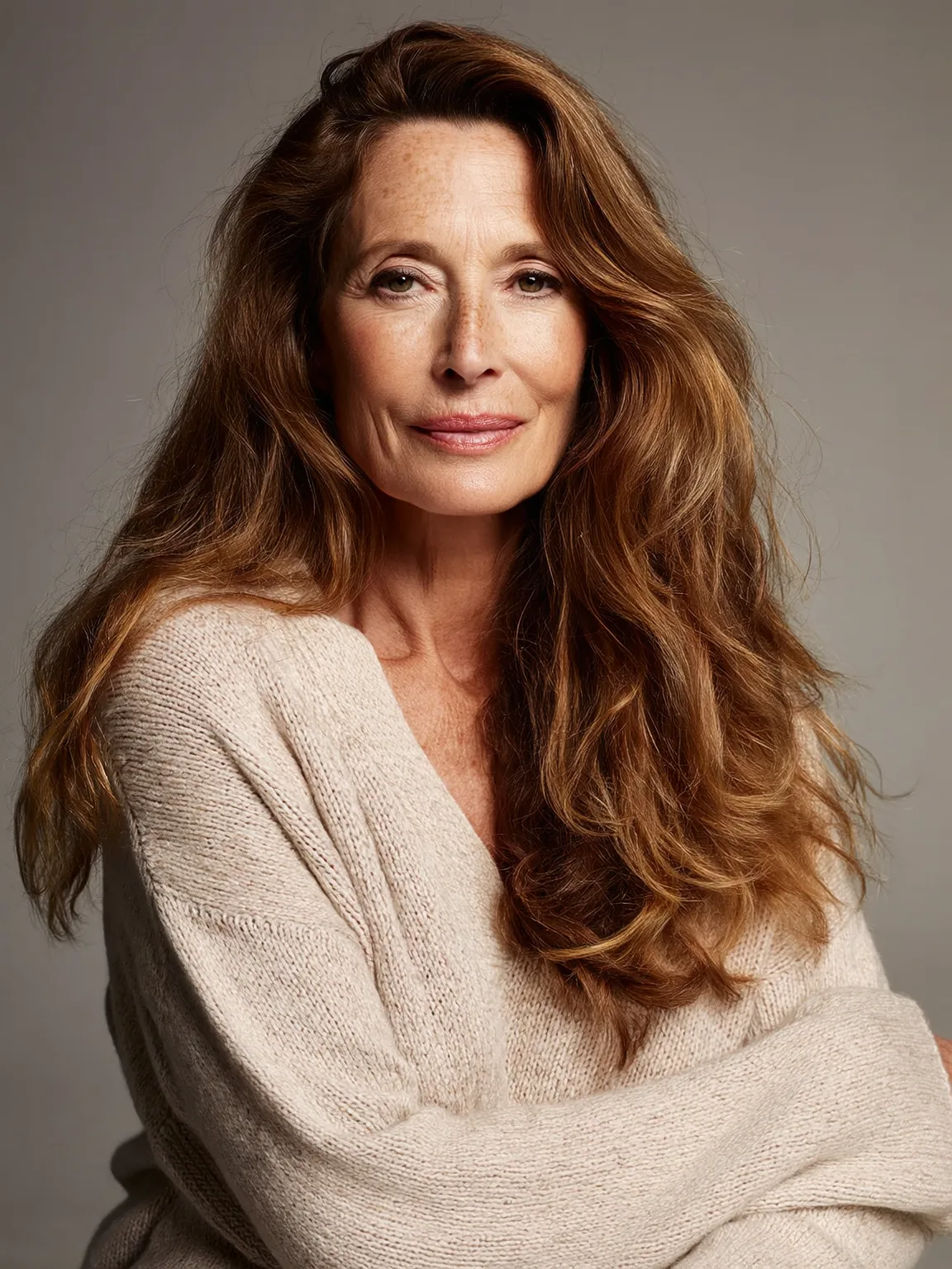 Long Voluminous Wavy Layers Without Bangs