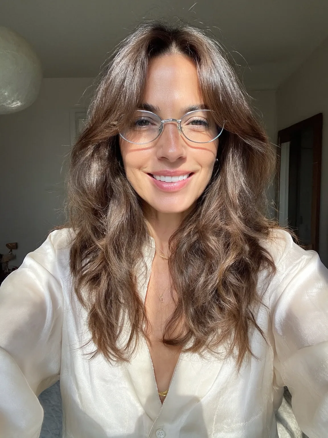 Medium Layered Waves in Warm Caramel Brown