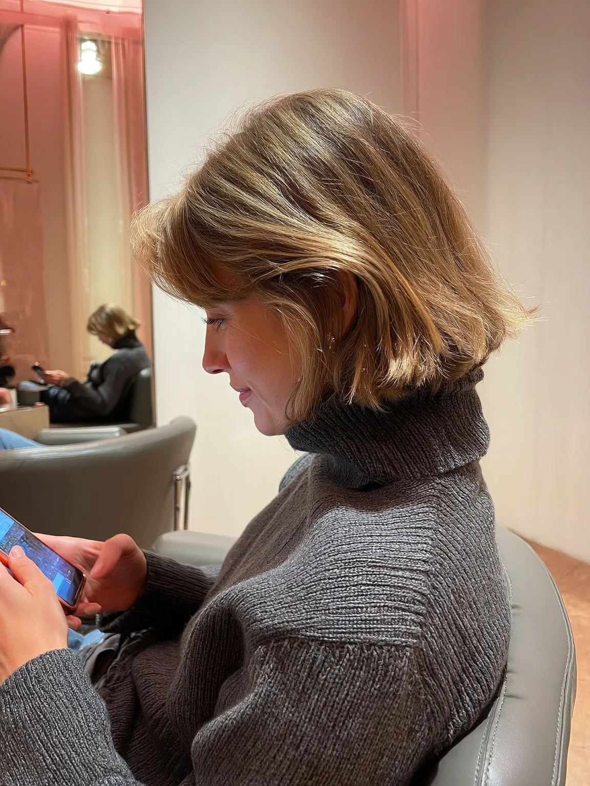 Classic Chin-Length Wavy Bob in Rich Caramel Brown