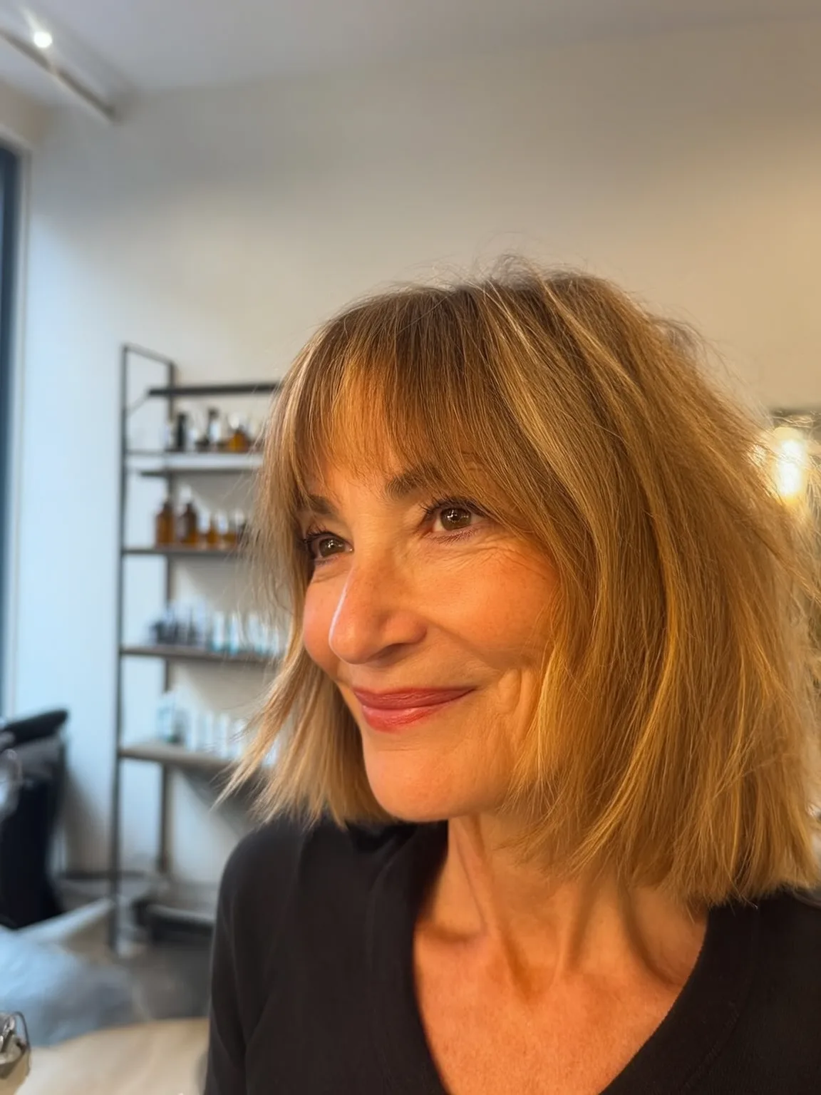Wispy Bangs Framing Chin-Length Bob