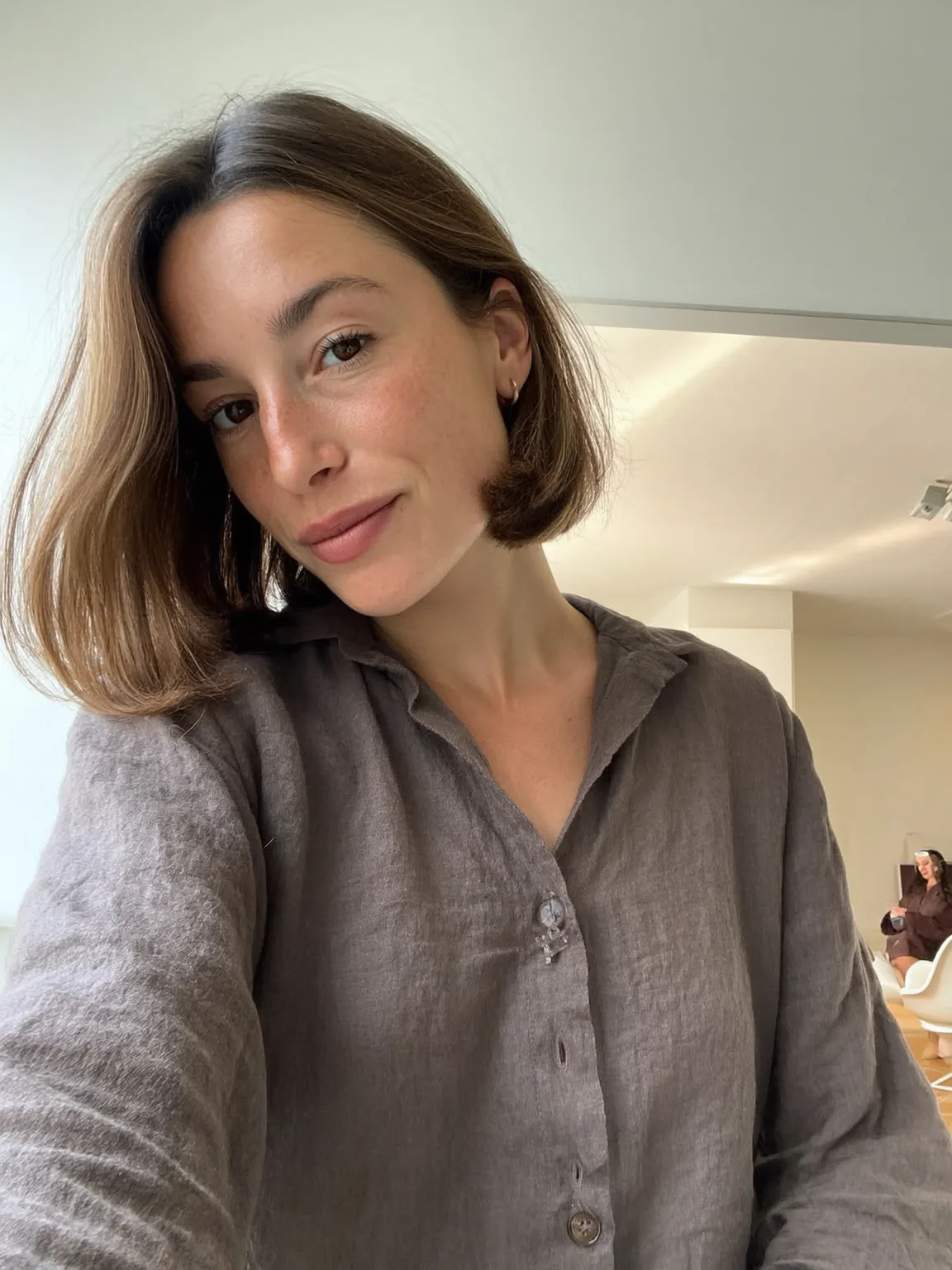 Air-Dried Chin-Length Bob with Side-Swept Fringe