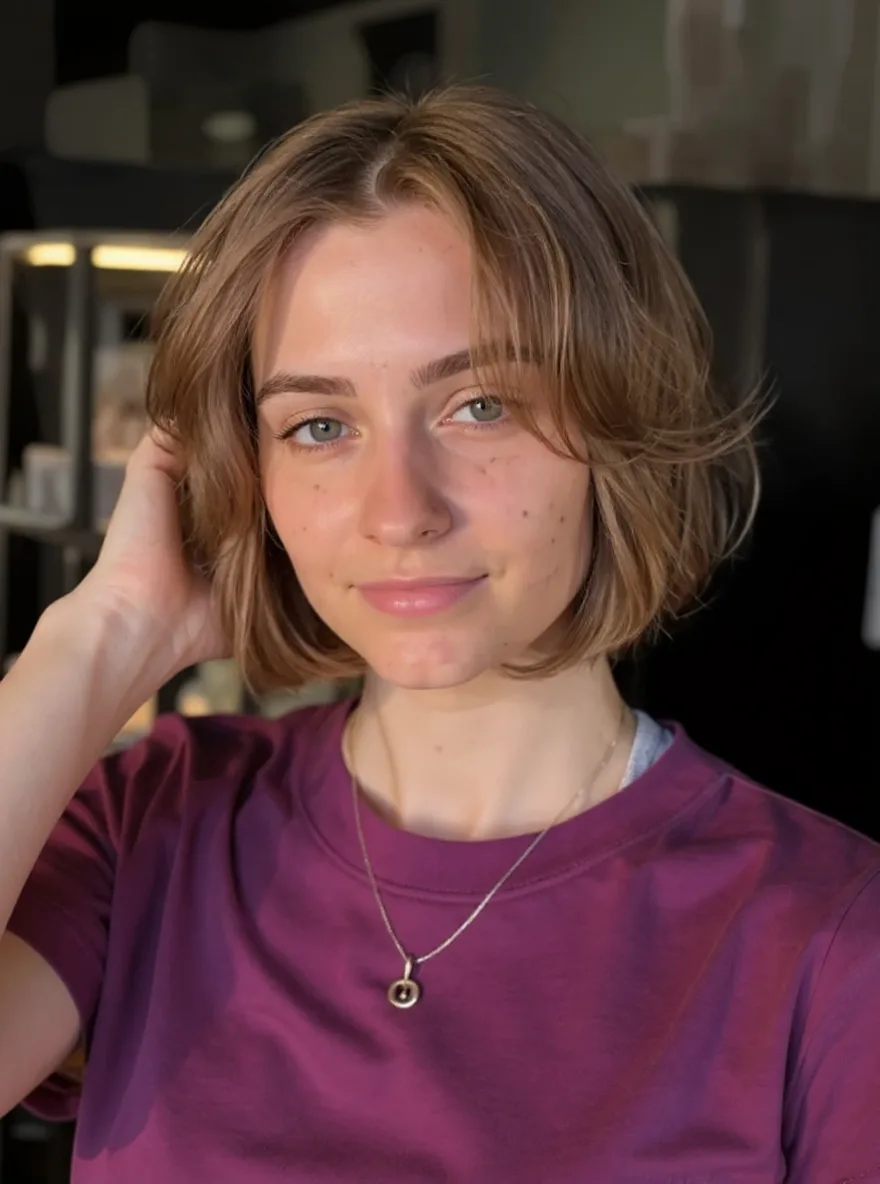 Chin-Length Bob with Warm Caramel Waves