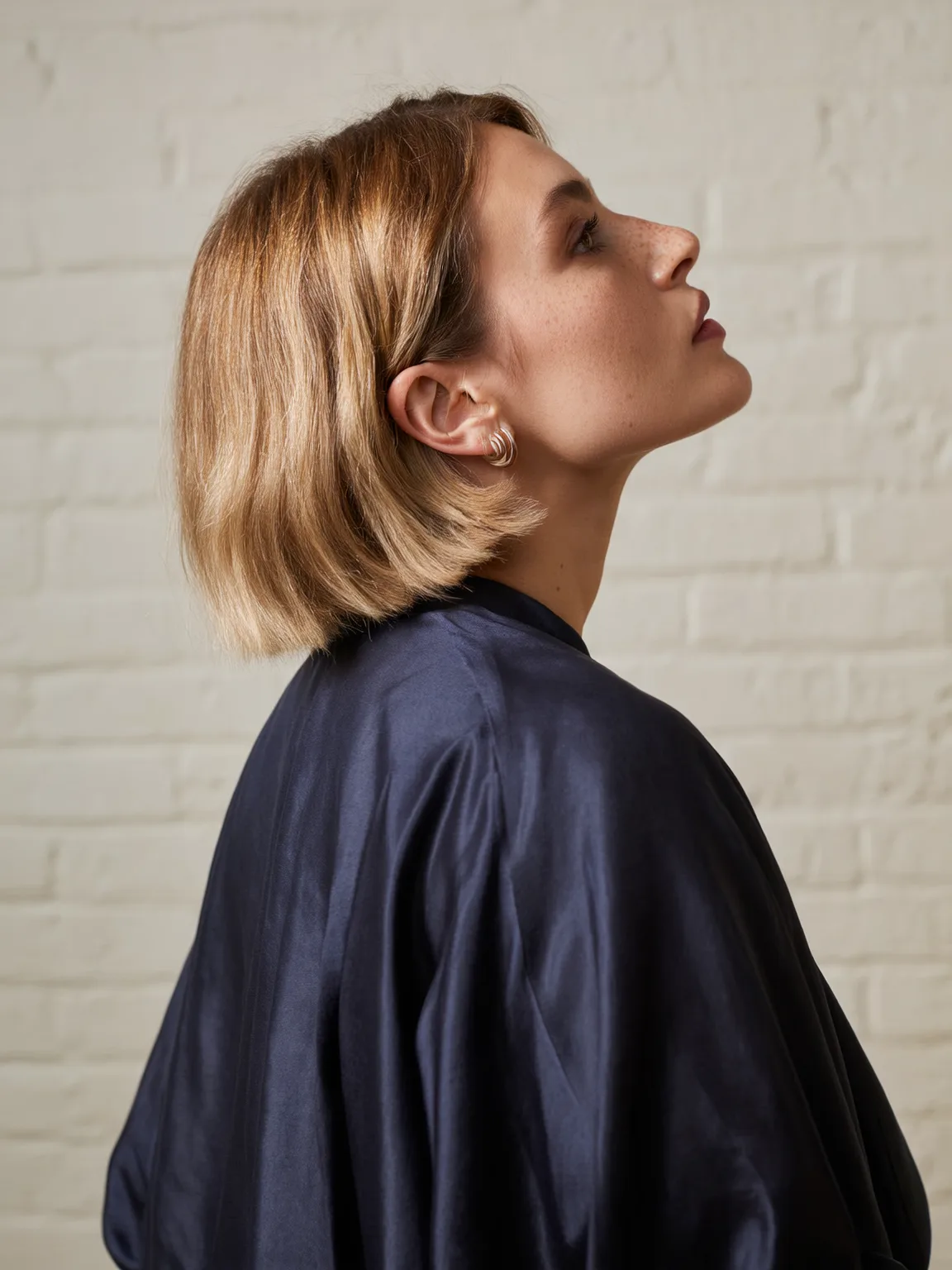 Air-Dried Sandy Blonde Straight Bob at Chin Length