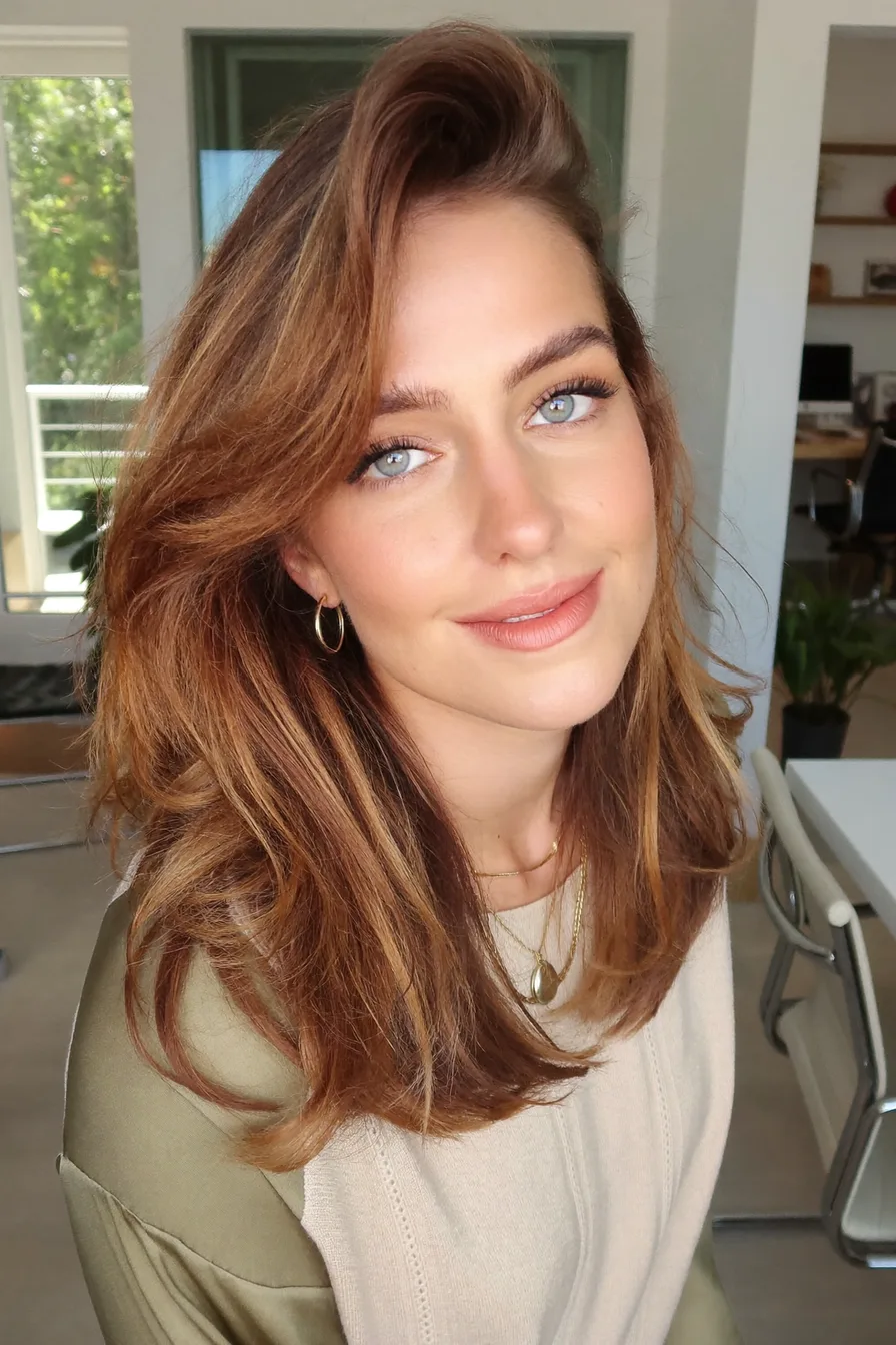 Soft Side-Parted Wavy Bob with Voluminous Layers