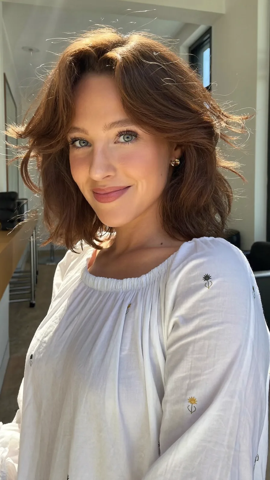 Chic Chin-Length Bob with Soft Curtain Bangs and Flicked Ends
