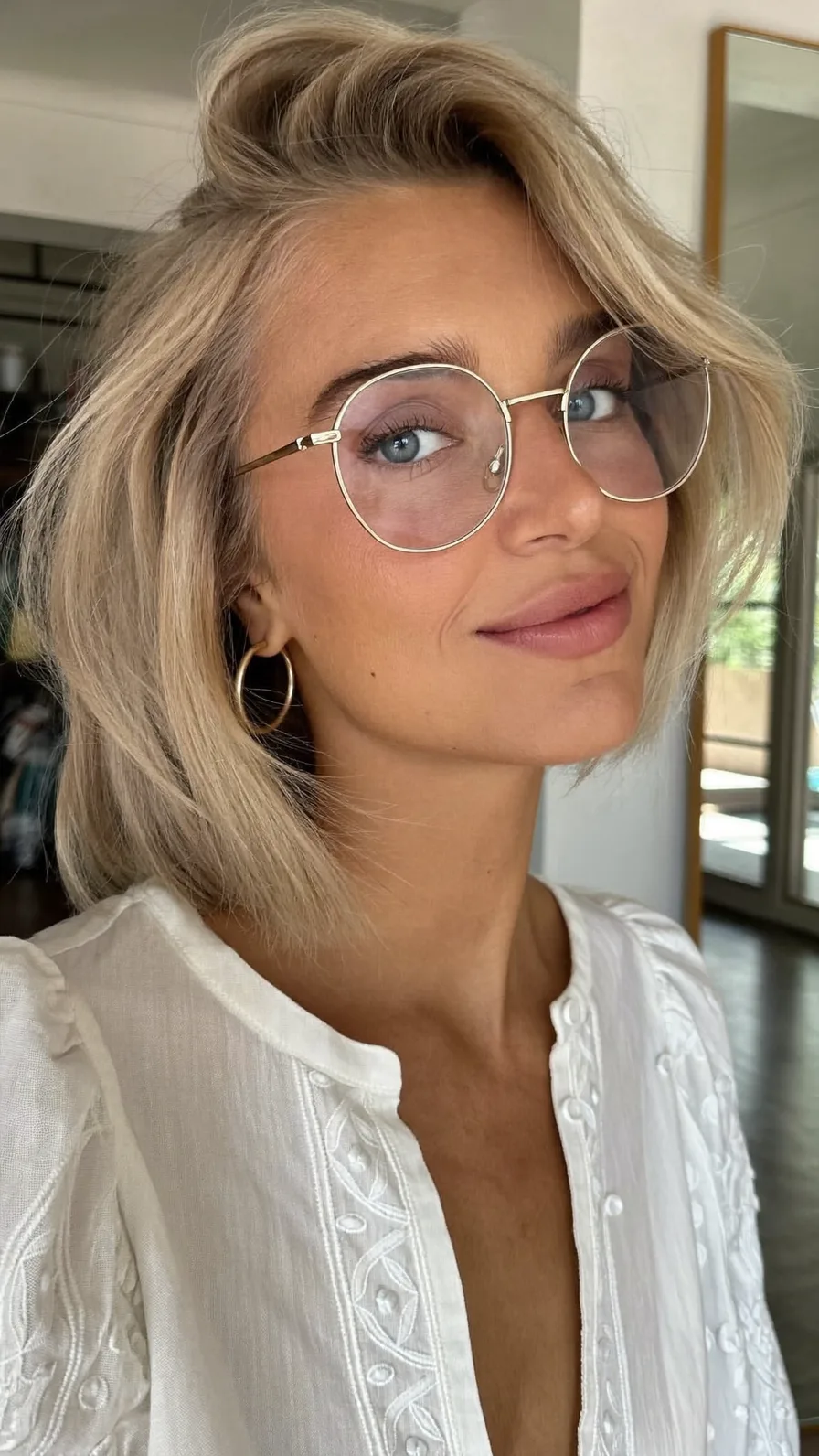 Modern Textured Chin-Length Bob with Side-Swept Bangs