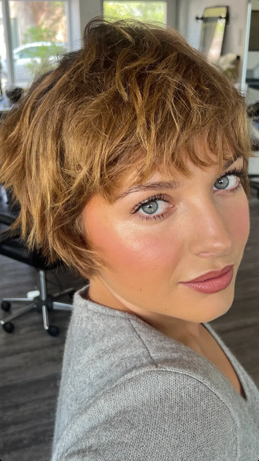 Choppy Textured Bob with Wispy Side-Swept Bangs