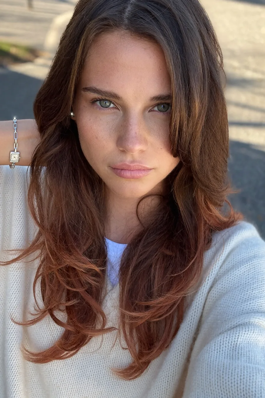 Soft Long Layered Wavy Hairstyle With Face-Framing Bangs
