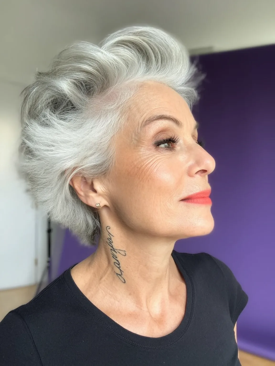 Silver Frost High-Volume Wavy Pixie Cut