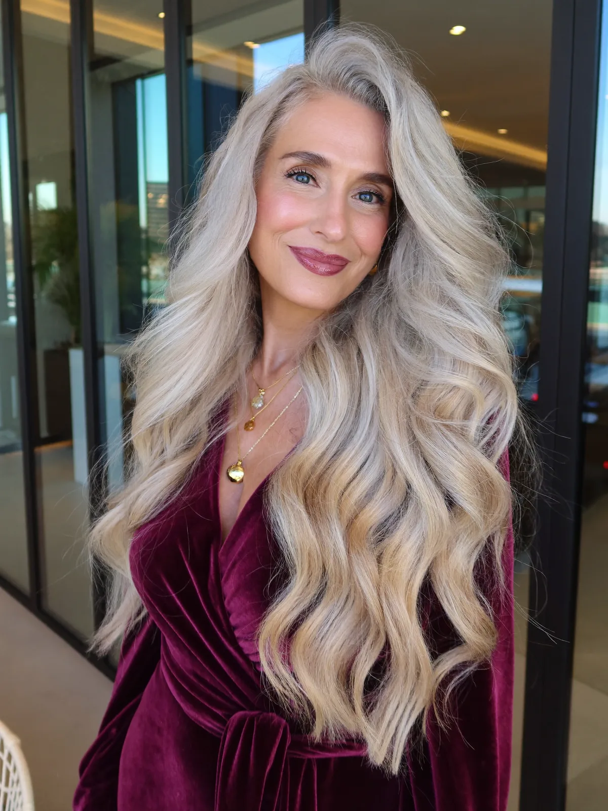 Voluminous Silver Waves with Subtle Lowlights for Timeless Glamour