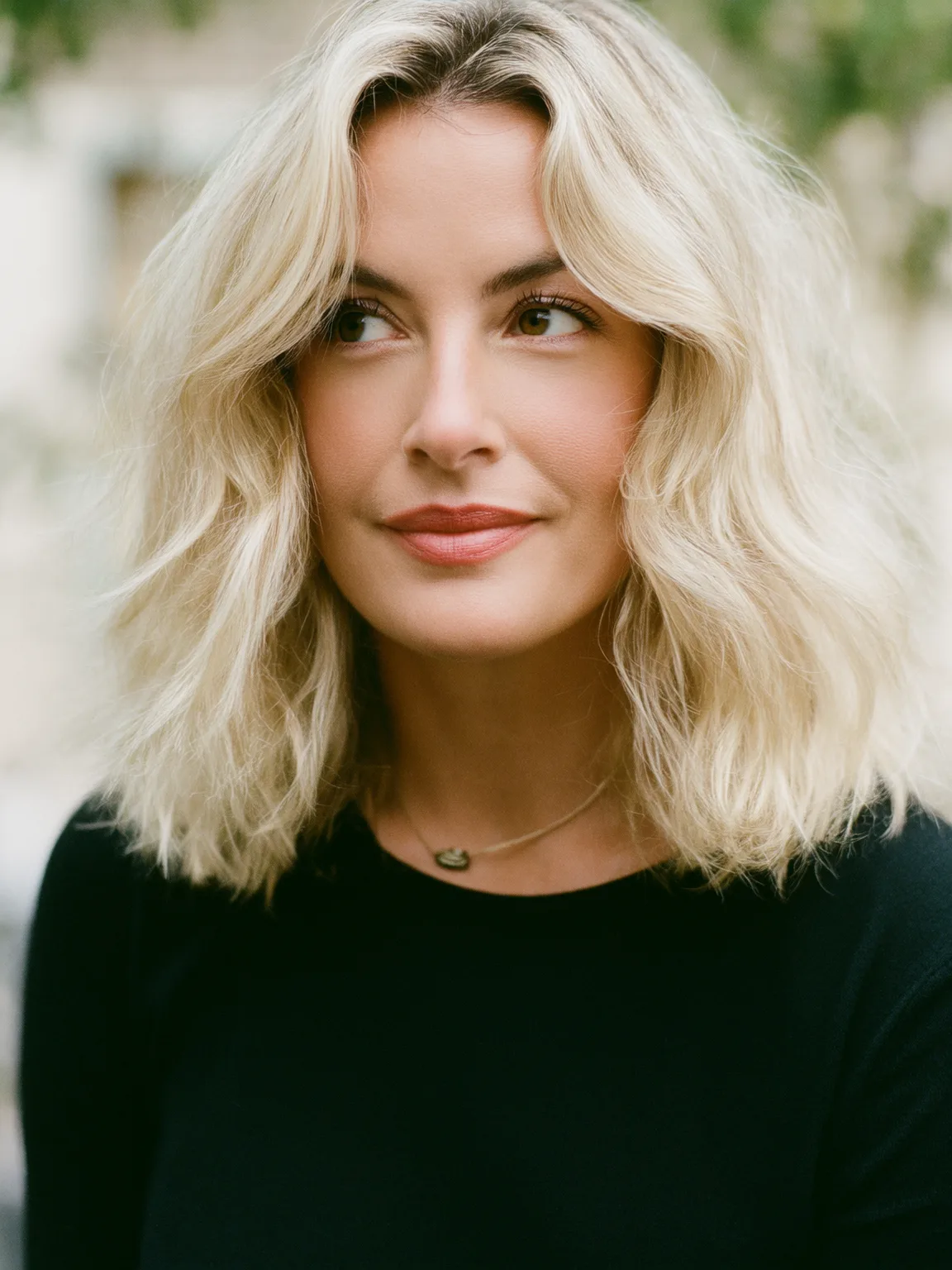 Air-Dry Friendly Sandy Blonde Lob with Curtain Bangs