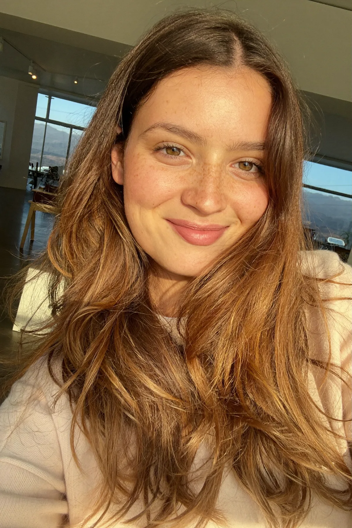 Caramel Bronde Balayage on Long Layered, Mid-Back Wavy Hair
