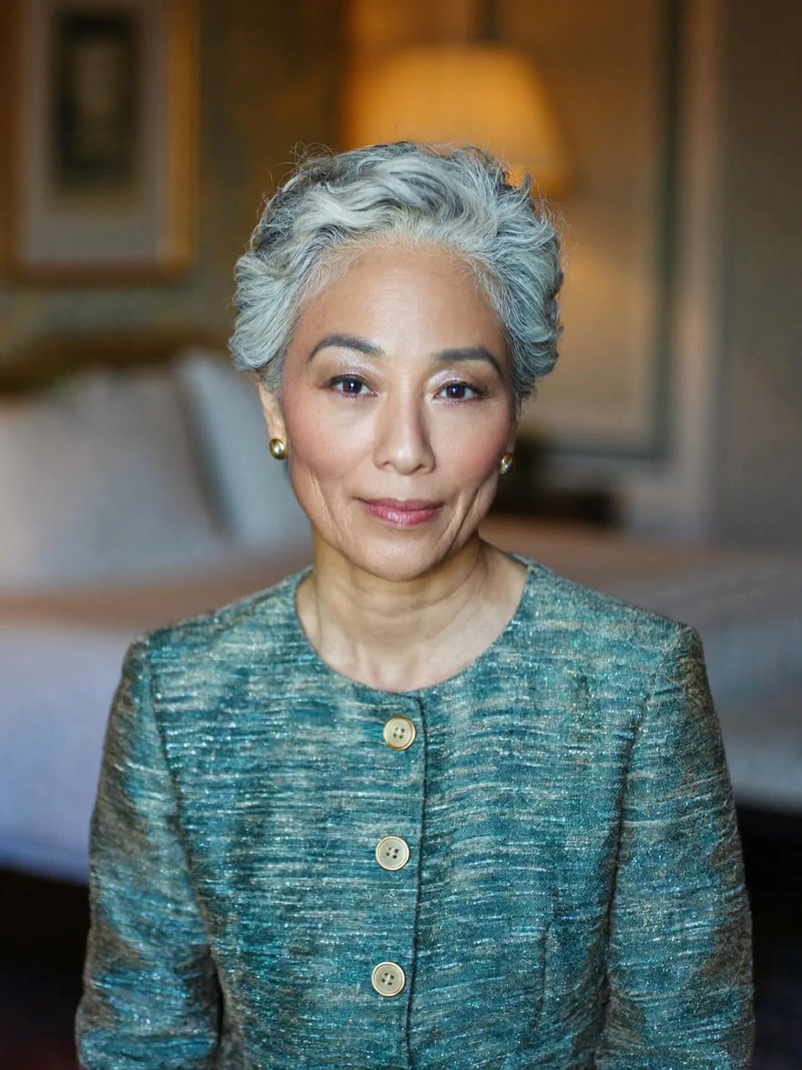 Air-Dried Silver Frost High-Volume Wavy Pixie