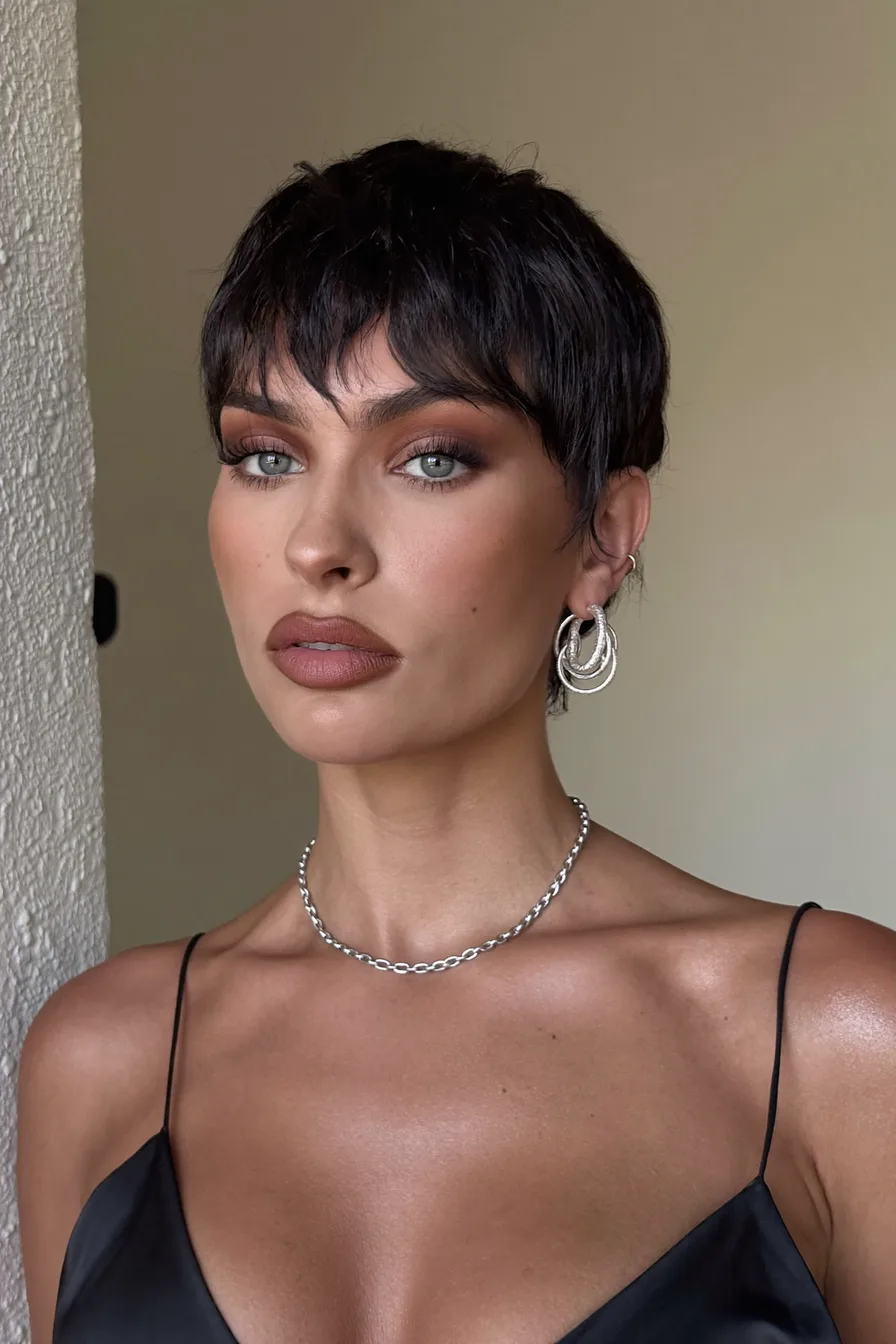 Textured Pixie Cut with Soft, Wispy Bangs for Bold Elegance