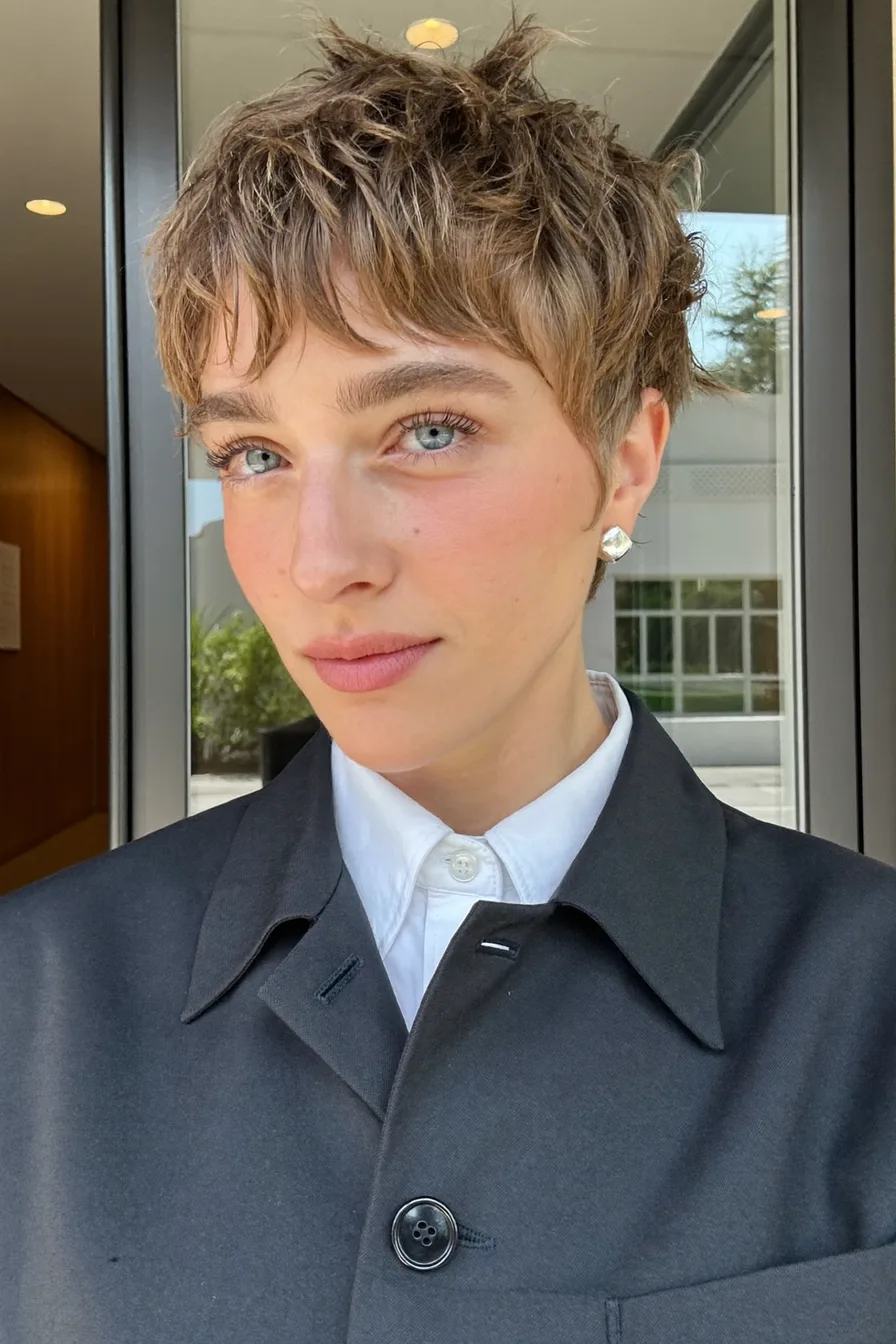 Textured Pixie Cut with Soft Wispy Bangs for Modern Elegance