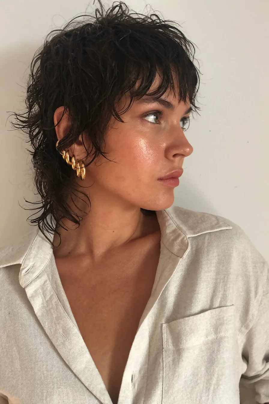 Choppy Layered Shag with Tousled Wispy Bangs for Effortless Texture