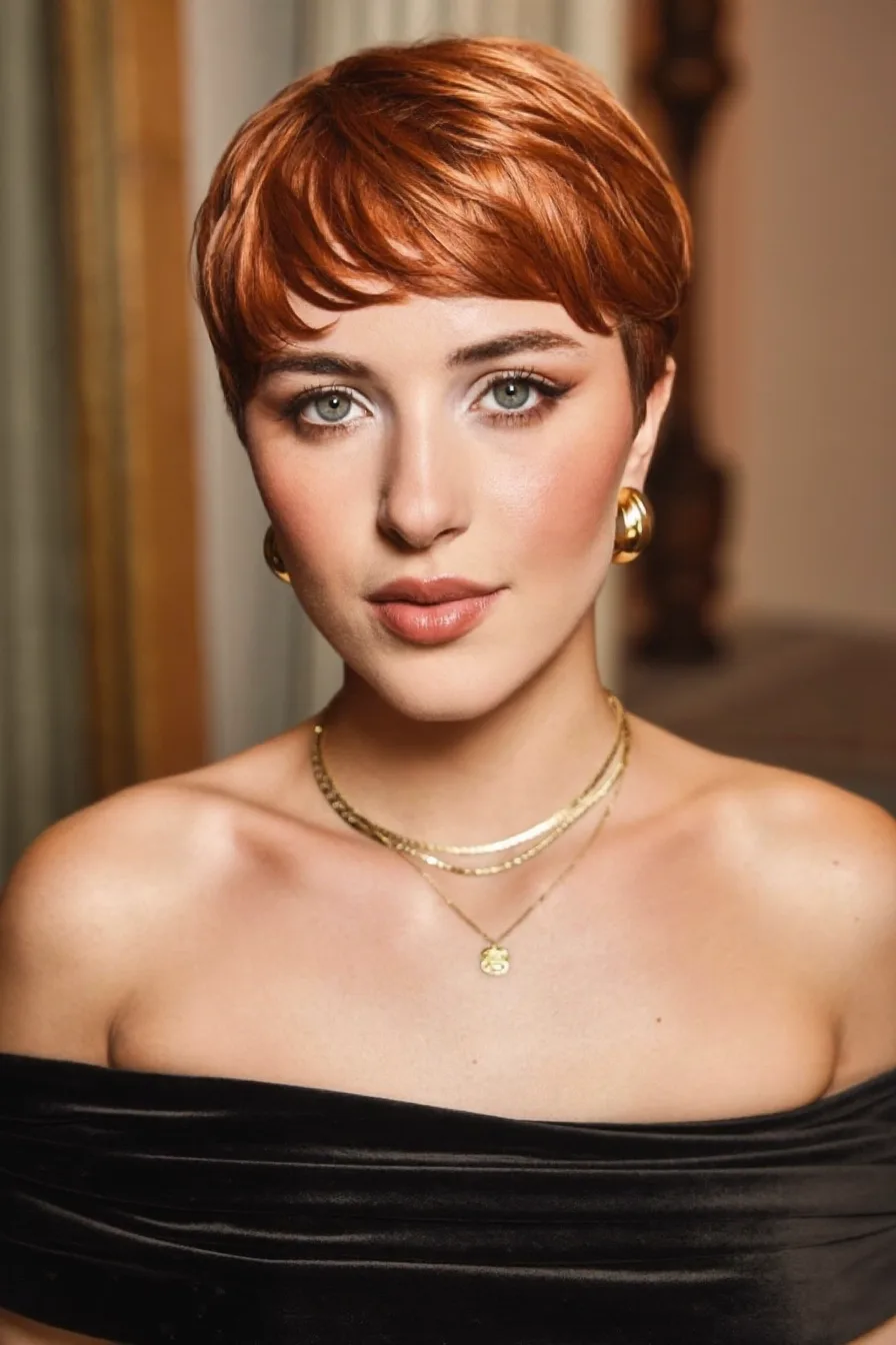 Chic Pixie Cut with Soft Wispy Bangs for Elegant Appeal